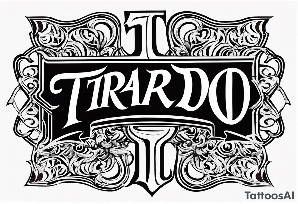 The word “Tirado” on the back like a football jersey old English font simple tattoo idea