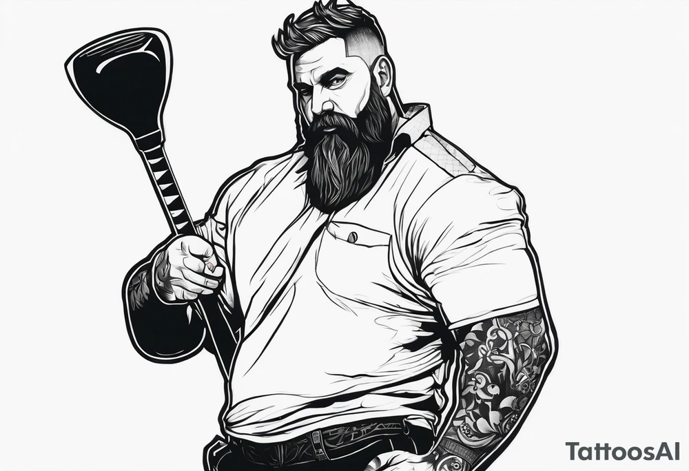 full body drawing of a giant holding a club tattoo idea