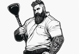 full body drawing of a giant holding a club tattoo idea