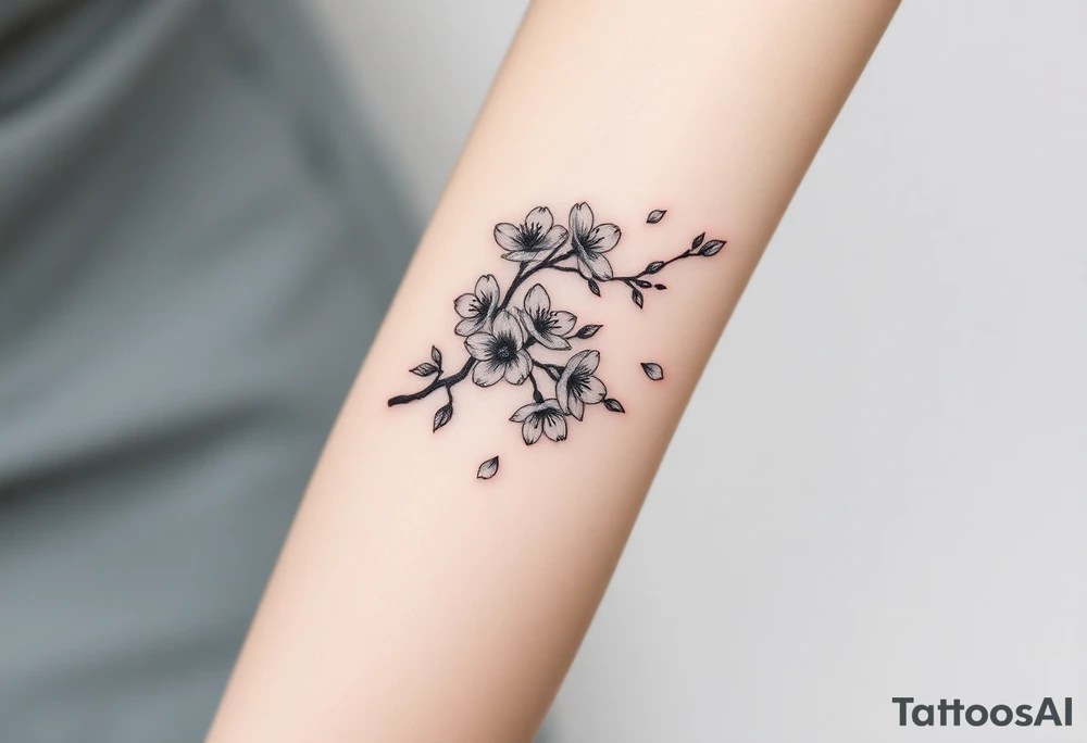 delicate cherry blossoms swirling in spring breeze with petals tattoo idea delicate cherry blossoms swirling in spring breeze with petals tattoo idea