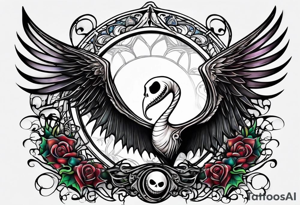 Nightmare before Christmas  statue with wings tattoo idea