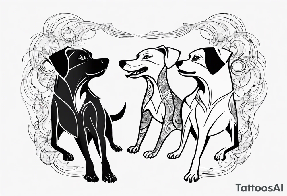 two dogs dancing on their hind legs. tattoo idea