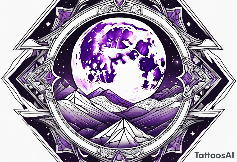 A moon made of amethyst tattoo idea