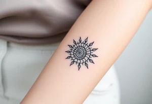 Fibonacci spiral shell sun tattoo idea