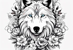 Wolf céleste, flower tattoo idea