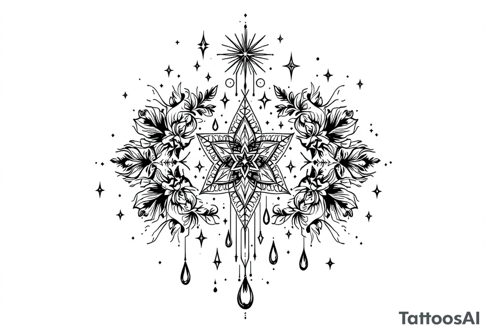 Small stars and tears background tattoo idea