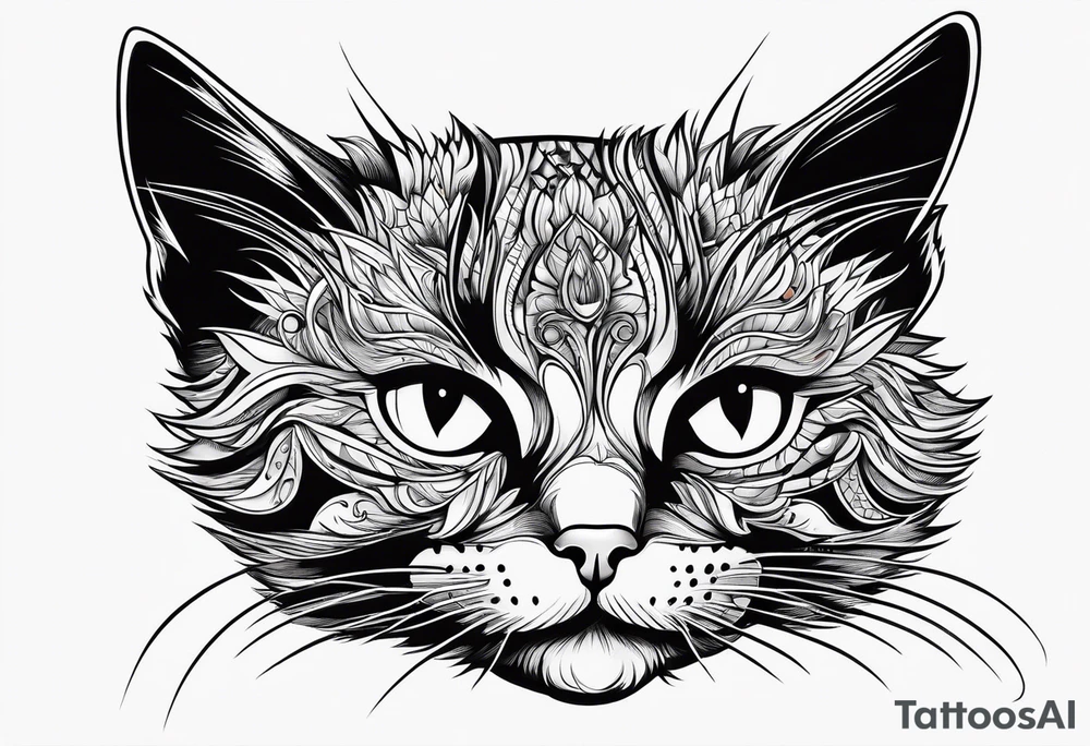 side profile of a cat facing left tattoo idea