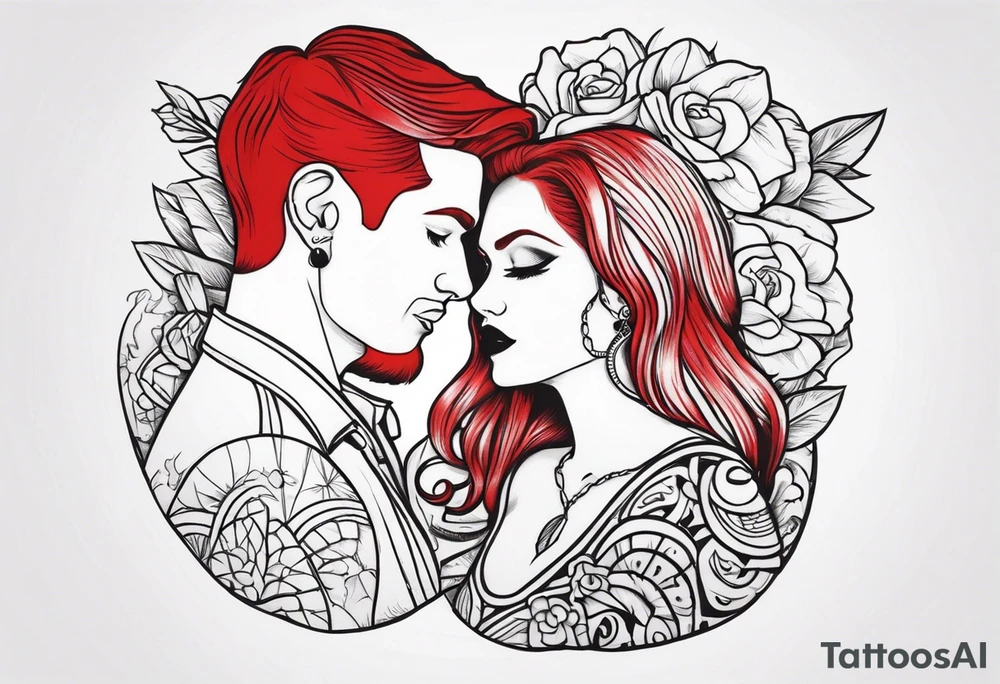 Couple's tattoos red head and mexican tattoo idea