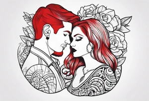 Couple's tattoos red head and mexican tattoo idea