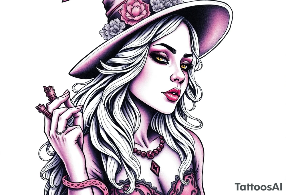 Witch young woman tattoo idea