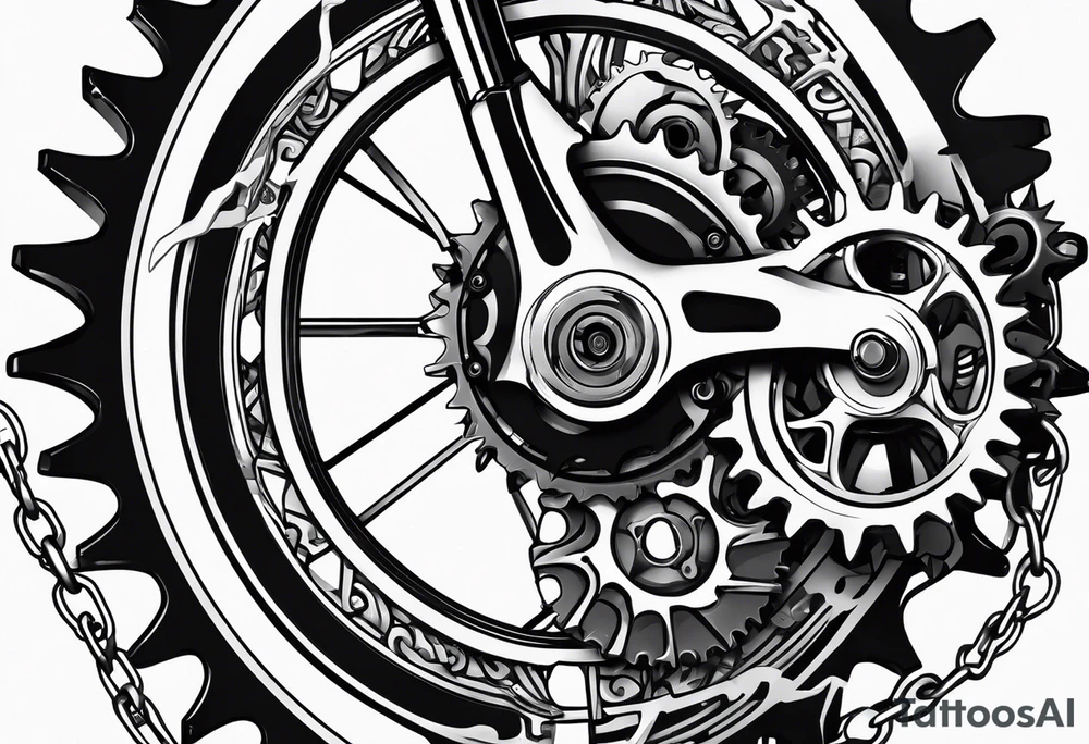 bicycle gear and chain as watch around wrist tattoo idea