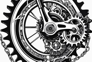 bicycle gear and chain as watch around wrist tattoo idea