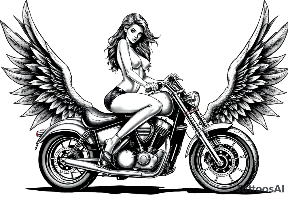 naked girl on motorcycle, slut, angry tattoo idea