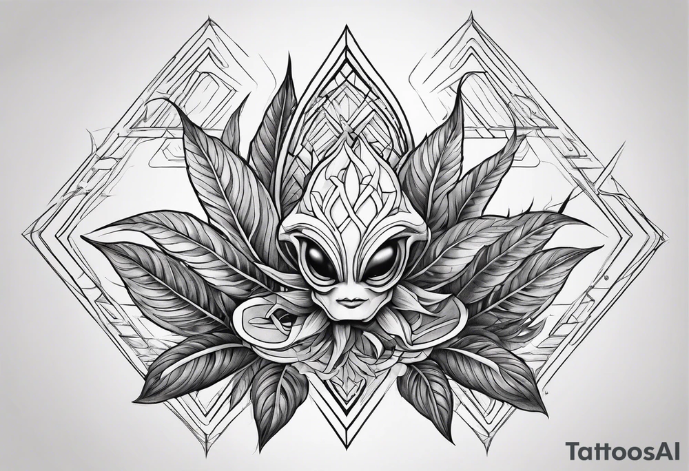Weed buds aliens tattoo idea