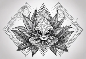 Weed buds aliens tattoo idea