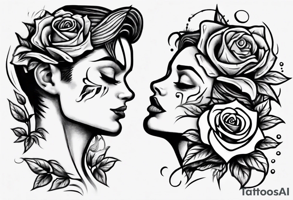 Couple dancing on a rose tattoo idea