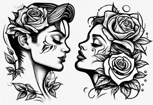 Couple dancing on a rose tattoo idea