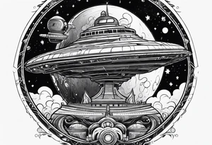 Afrofutistic space 
ship tattoo idea