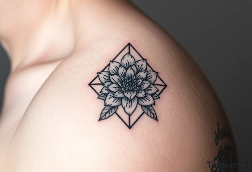 January December July birthday flower  inside a diamond tattoo idea