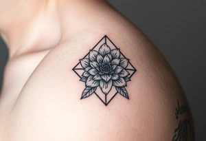 January December July birthday flower  inside a diamond tattoo idea