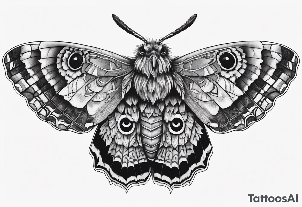 Dead head moth with owl eyes tattoo idea