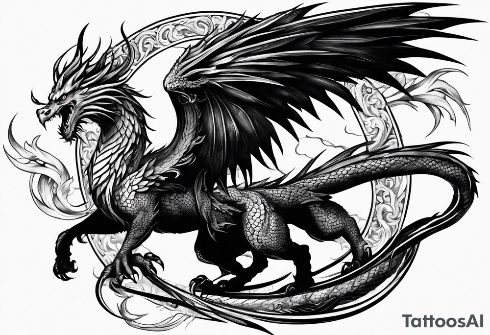phoenix fighting a medieval
dragon tattoo idea
