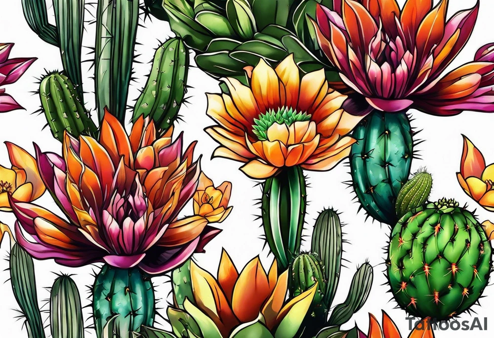 Uma fenix com cactos tattoo idea