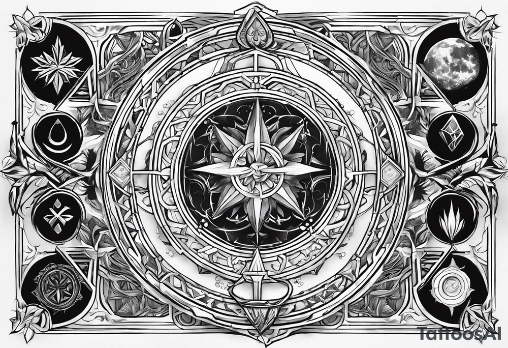 the simbols of the "elements of the other side" from the rpg "paranormal order" tattoo idea