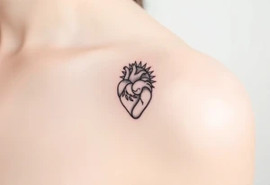 human heart chained up within circle sun with a moon inside, with an sublime type of vibe tattoo idea