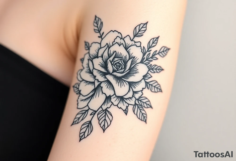 Rose and Chrysanthemum bouquet tattoo tattoo idea