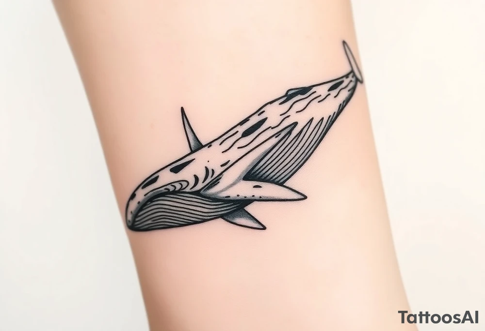 Blue whale flying above nyc tattoo idea