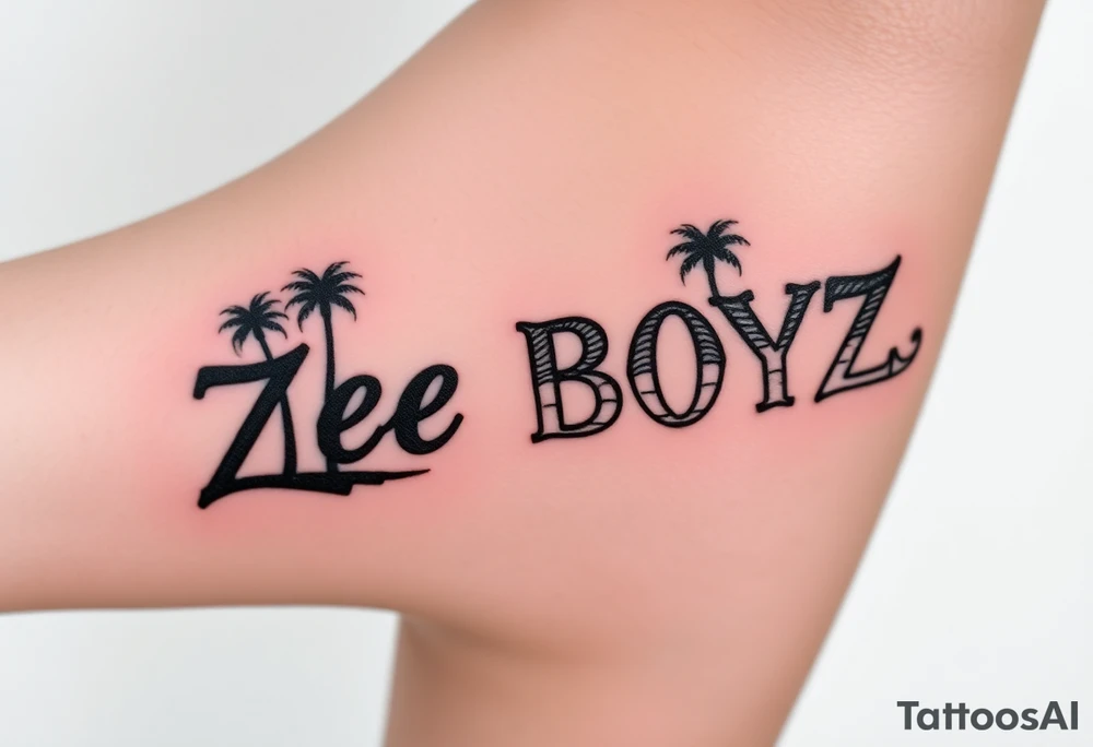 Zoe BOYZ with palm trees and flames tattoo idea