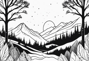 Forest that changes into an ocewn tattoo idea