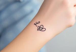 wedding ring tattoo with initials L and M and hearts tattoo idea