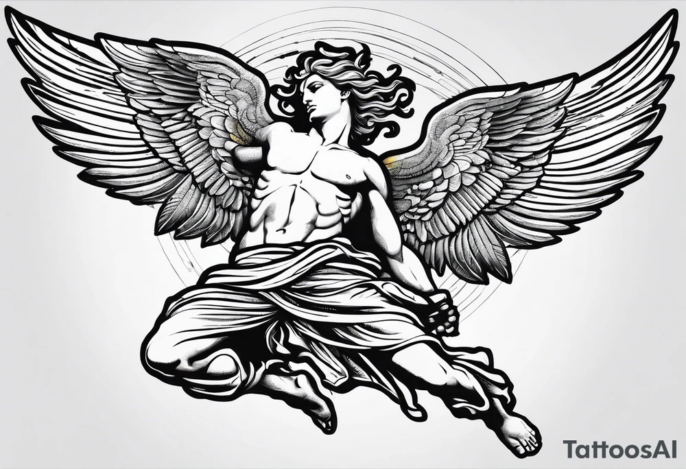 icarus greek design falling into an rainbow tattoo idea