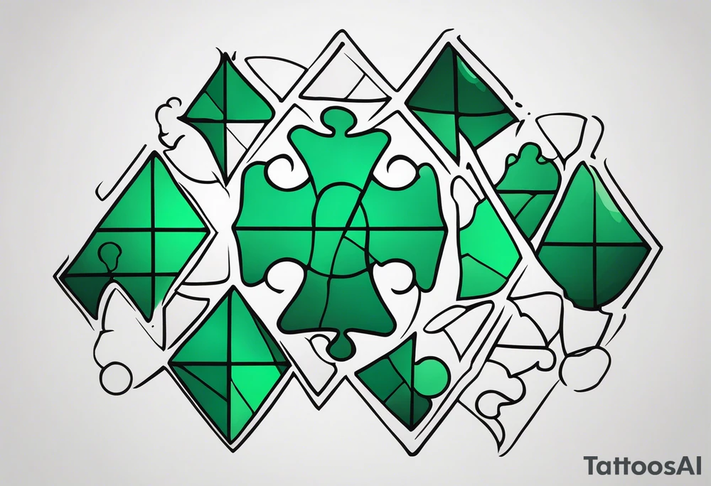 Emerald color Puzzle pieces tattoo idea