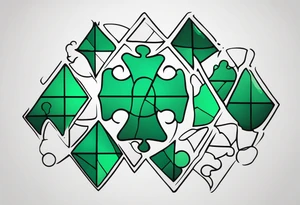 Emerald color Puzzle pieces tattoo idea