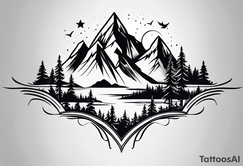 Wilderness mountains tattoo idea