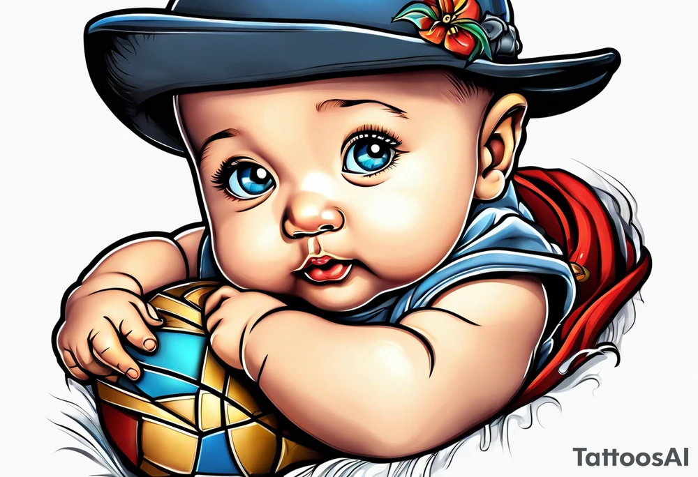 Cute baby boy tattoo idea