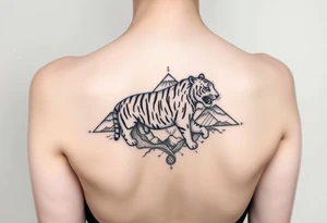 Tiger with mountains tattoo idea
