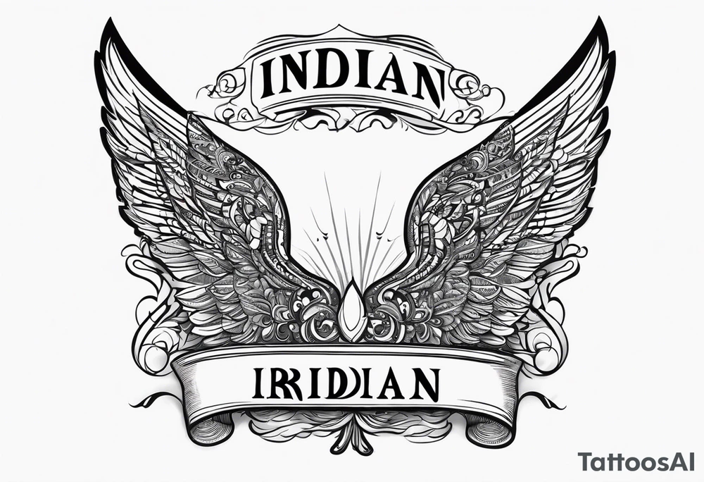 The words “Indian Brook” with angel wings tattoo idea