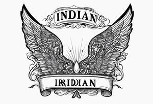 The words “Indian Brook” with angel wings tattoo idea