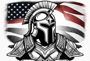 Spartan warrior helmet with American flag tattoo idea
