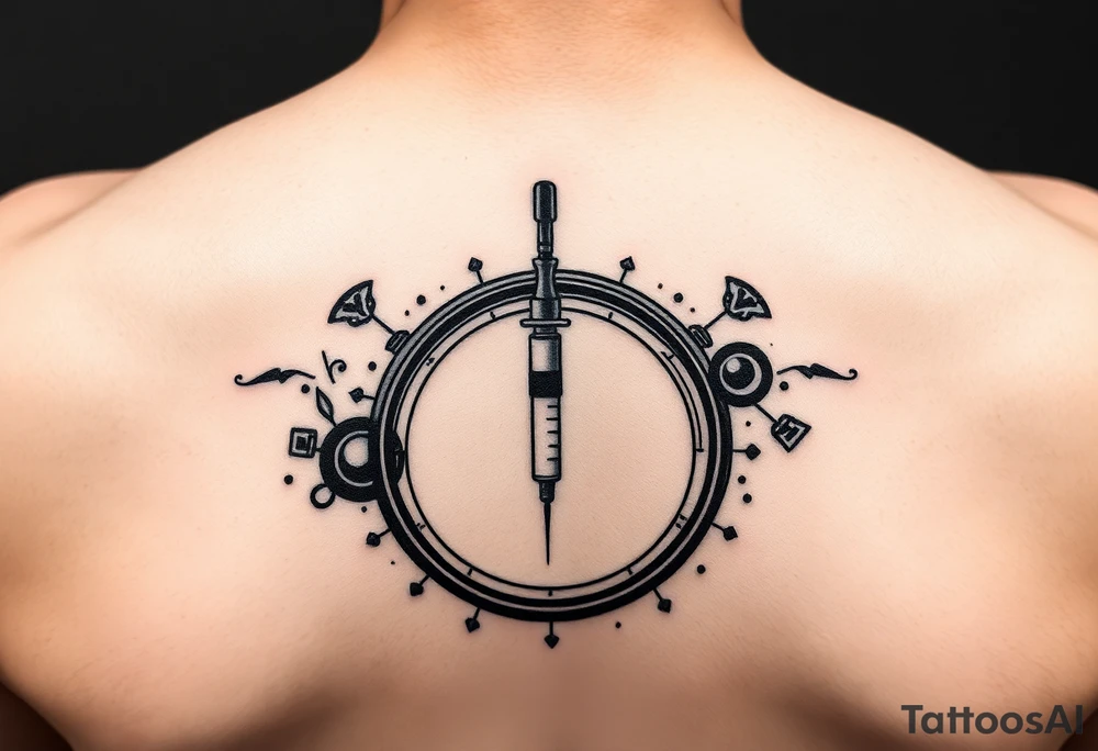 Testosterone injection site with circles tattoo idea