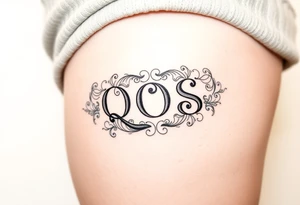 text reading "QOS" across a womb tattoo tattoo idea