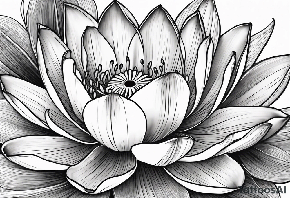 Water lily and tulip blossoms intertwined tattoo idea
