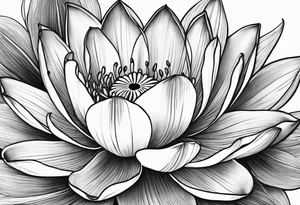 Water lily and tulip blossoms intertwined tattoo idea