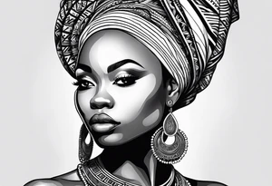 African woman shape only head with adinkra sign minimalist tattoo idea
