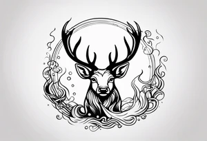 stag and fish with fishhook tattoo idea