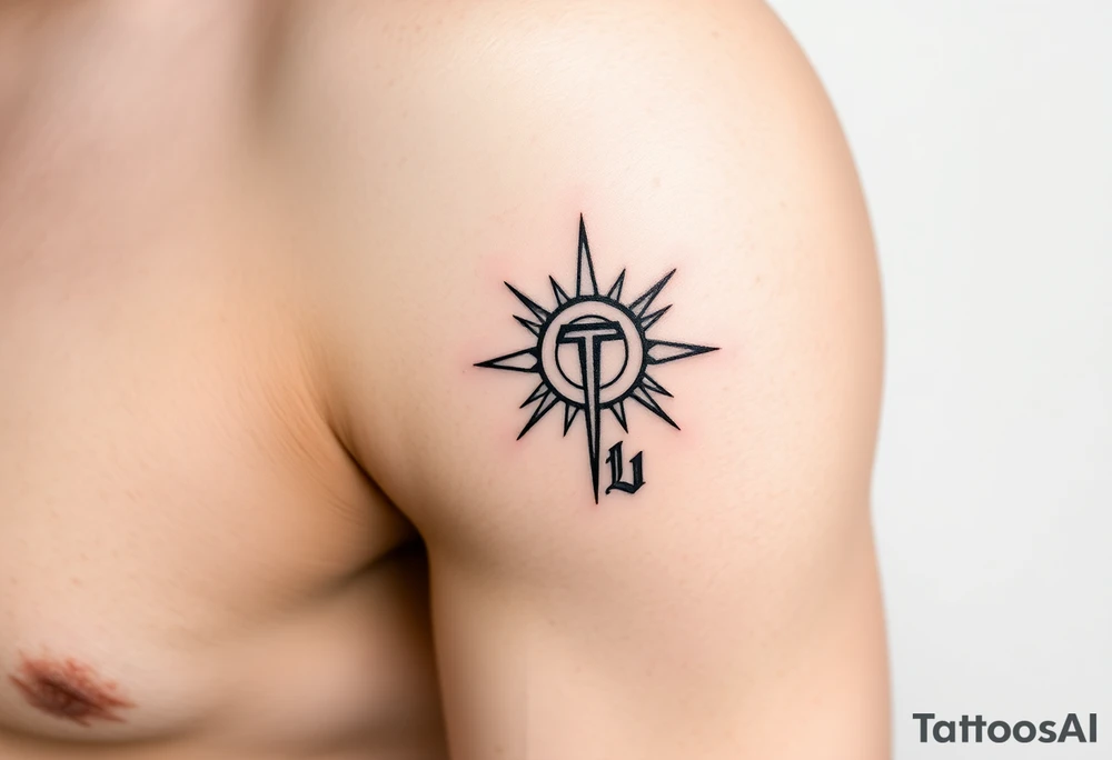 Symbol of light with a small L attached tattoo idea